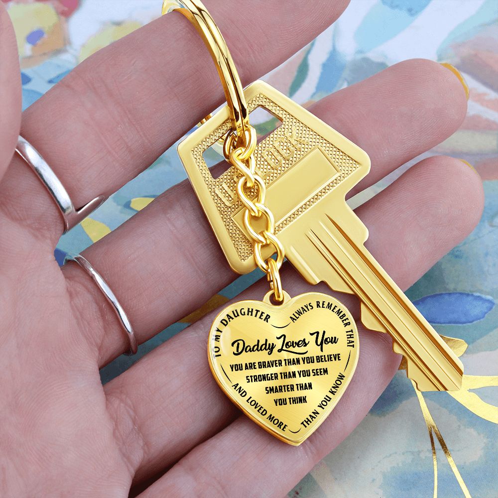 Daddy Loves You - Heart Keychain